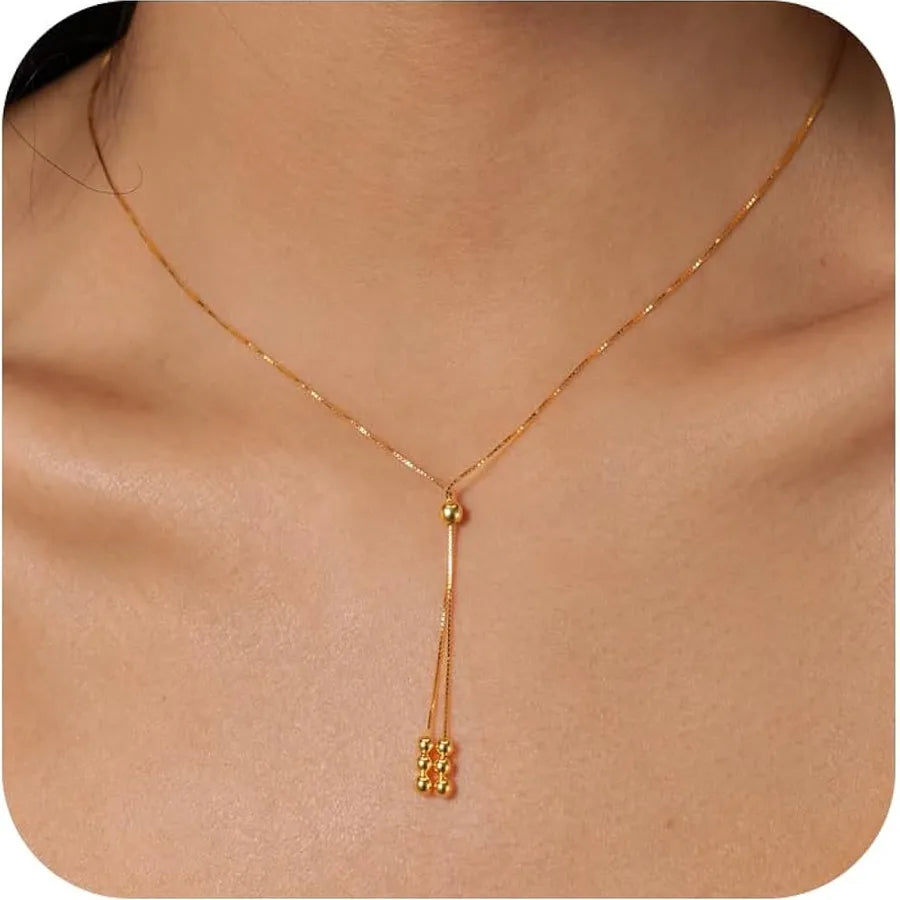 925 Sterling Silver Y-Shaped Tassel Choker Necklace Yellow Gold