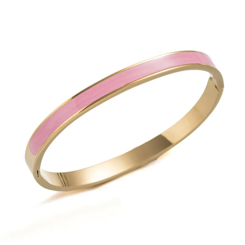 Gold Plated Zircon Enamel Stainless Steel Bracelet Gold powder