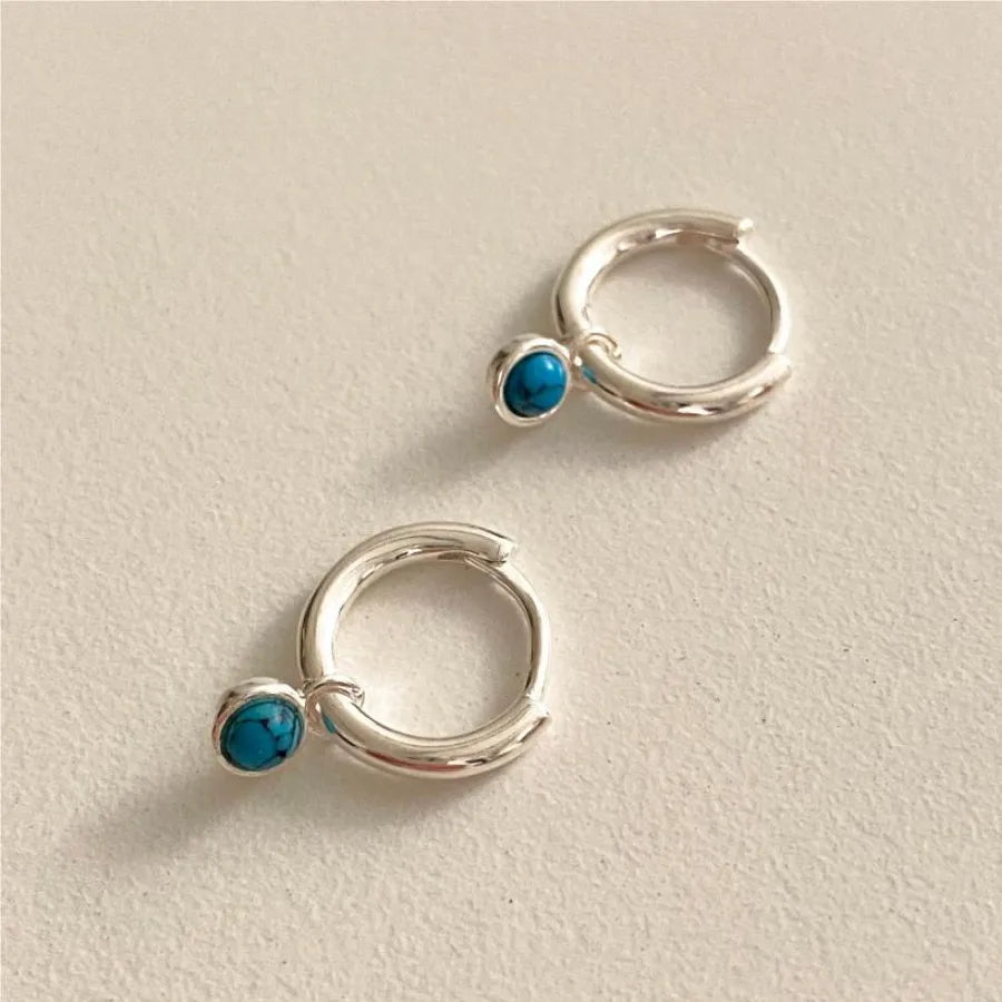 925 Sterling Silver Color Block Hoop Earrings
