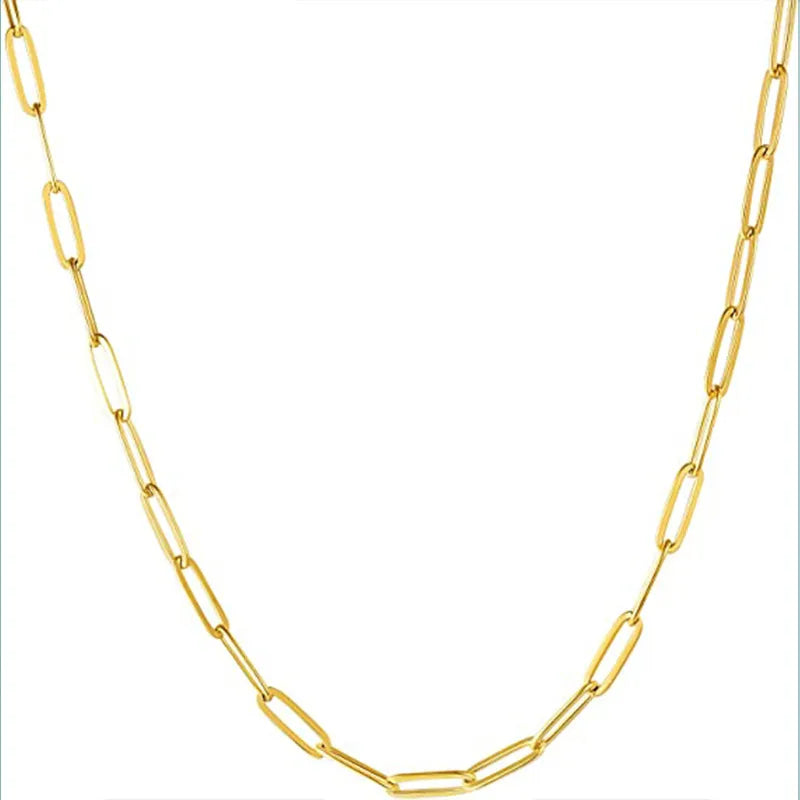 Unisex Stainless Steel Geometric Chain Necklace Gold