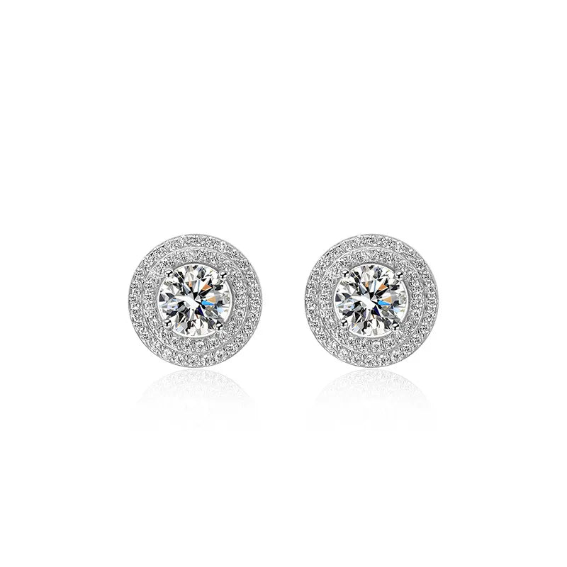 Sterling Silver Zircon Geometric Ring for Women S925 Silver Ear Studs