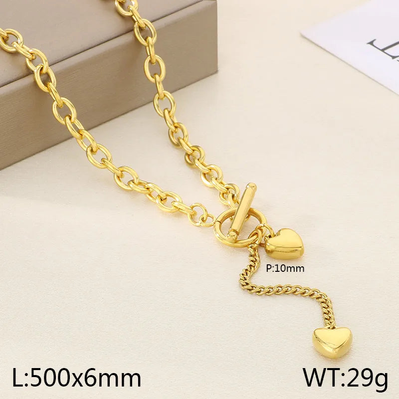 Heart-Shaped 18K Gold Plated Jewelry Set Gold Necklace Kn288260-Z