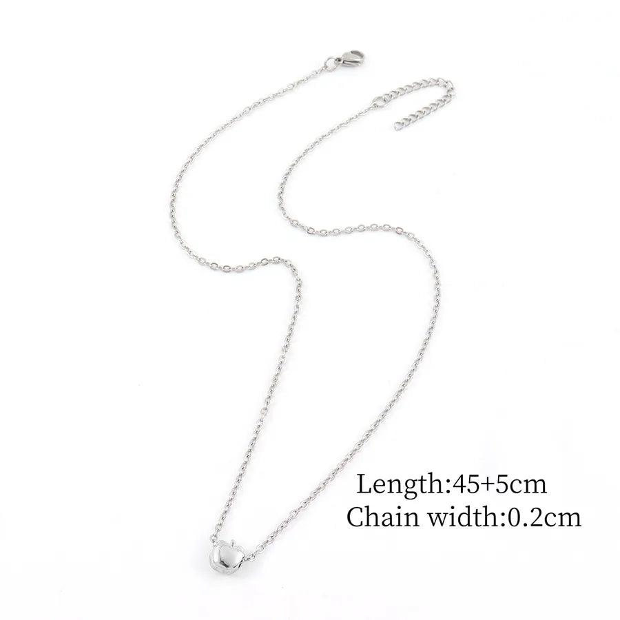 Gold Apple Pendant Necklace – Stainless Steel Silver Average Size