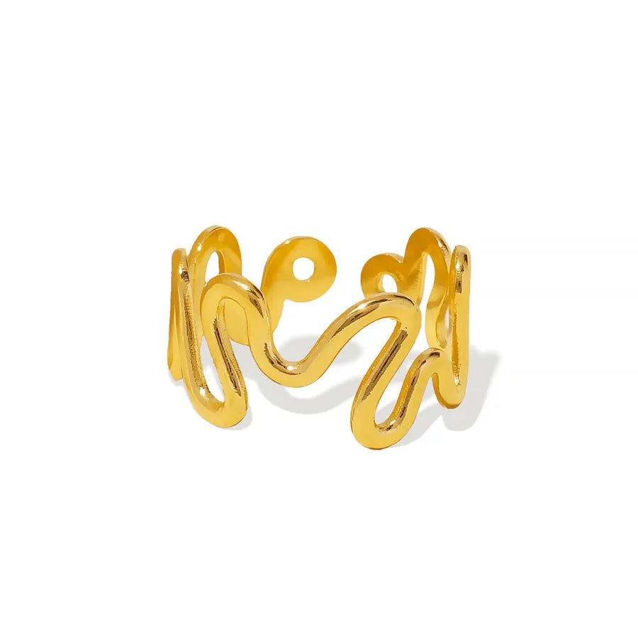 18K Gold Plated Twisted Open Stainless Steel Ring
