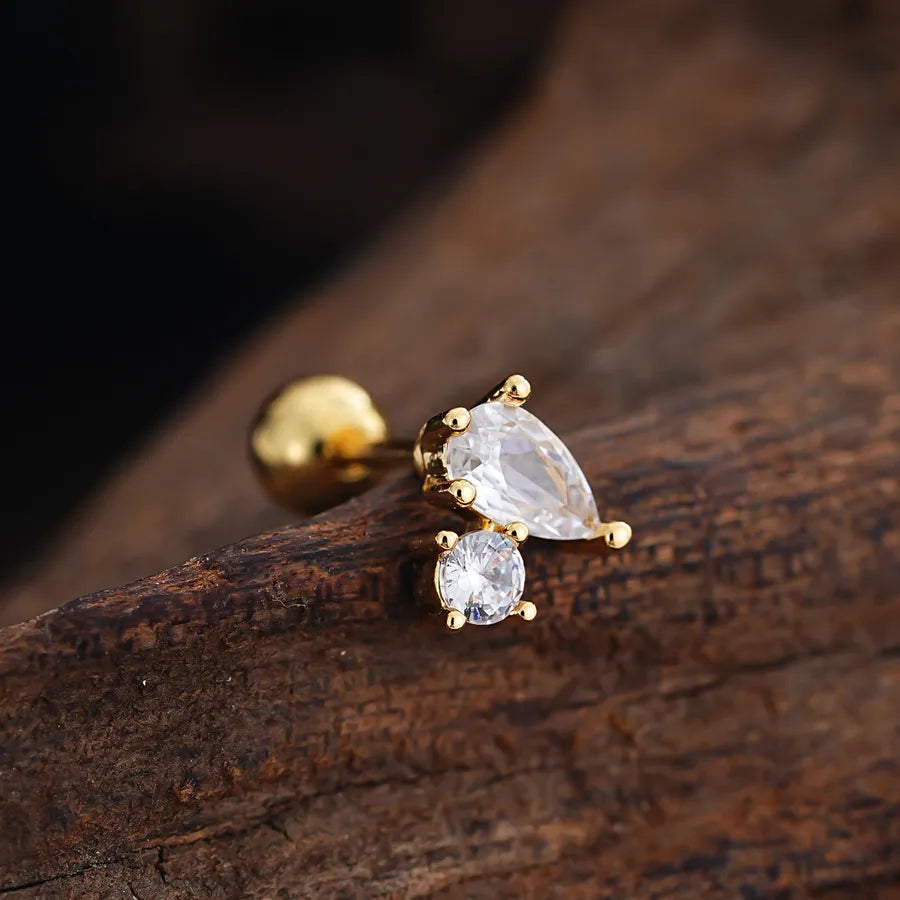 Stainless Steel Zirconia Stud Earrings 3457 Gold Ear Studs