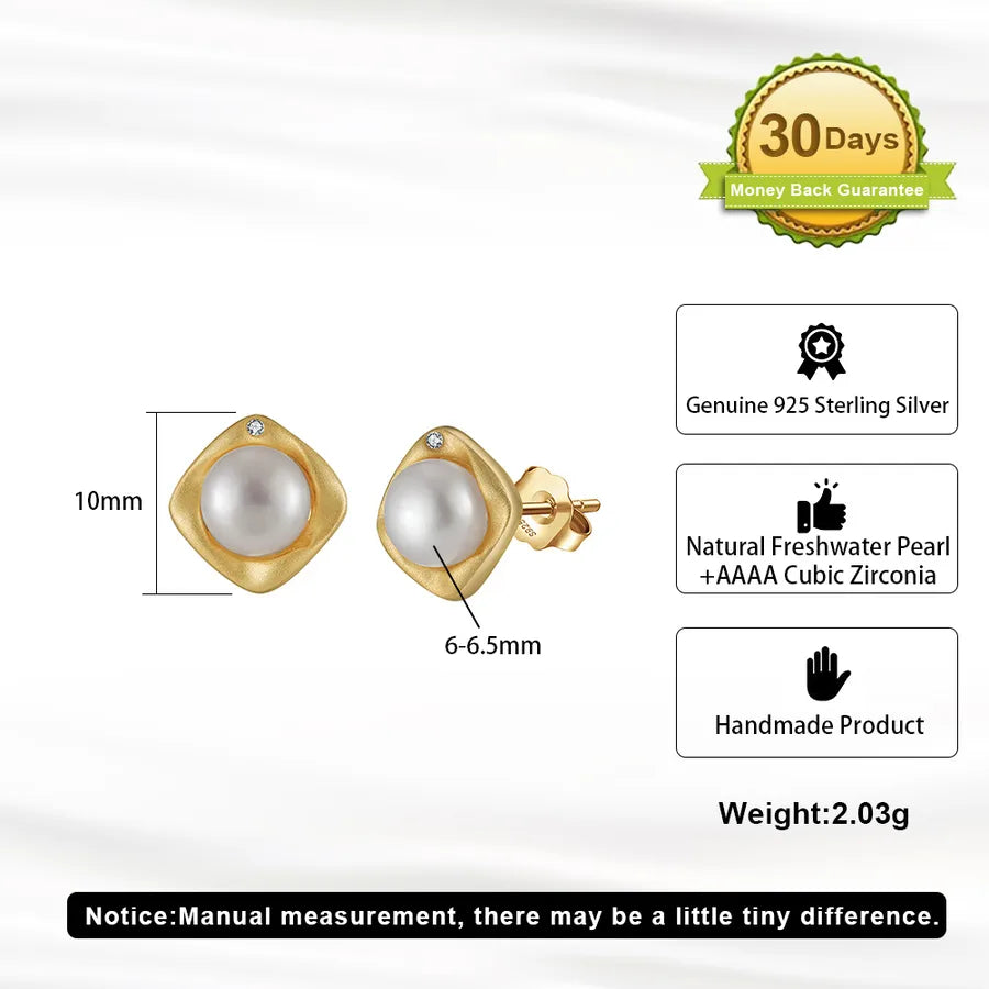 Baroque Pearl & Zircon Sterling Silver Stud Earrings
