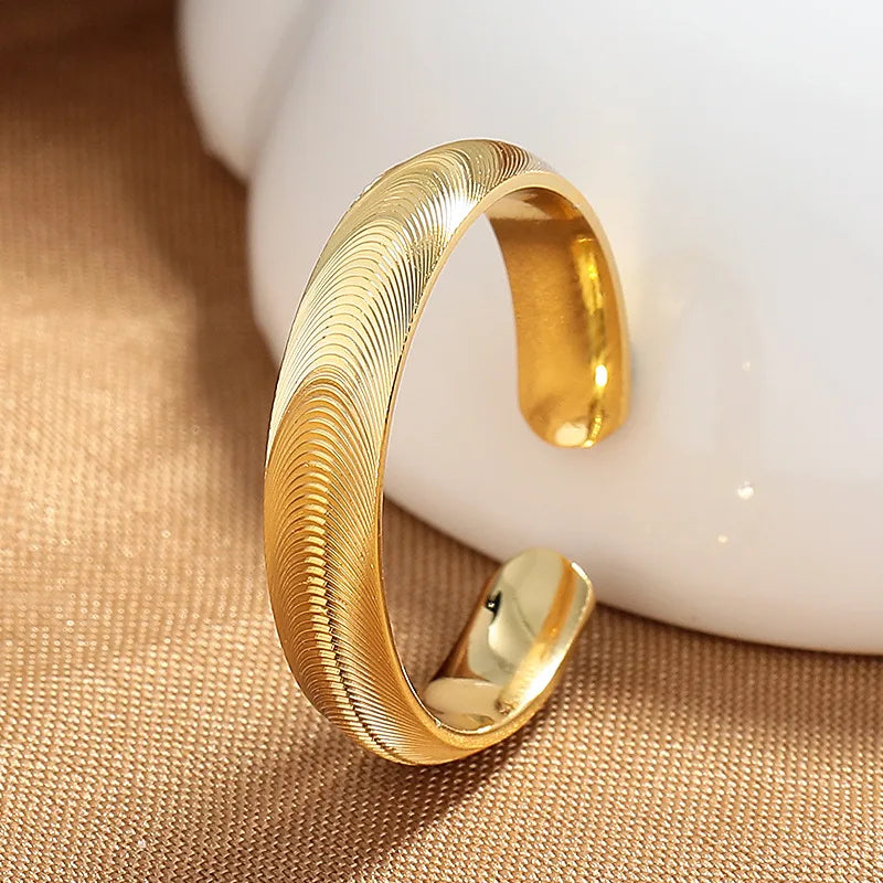 925 Sterling Silver Cat's Eye Open Ring Adjustable Opening Gold