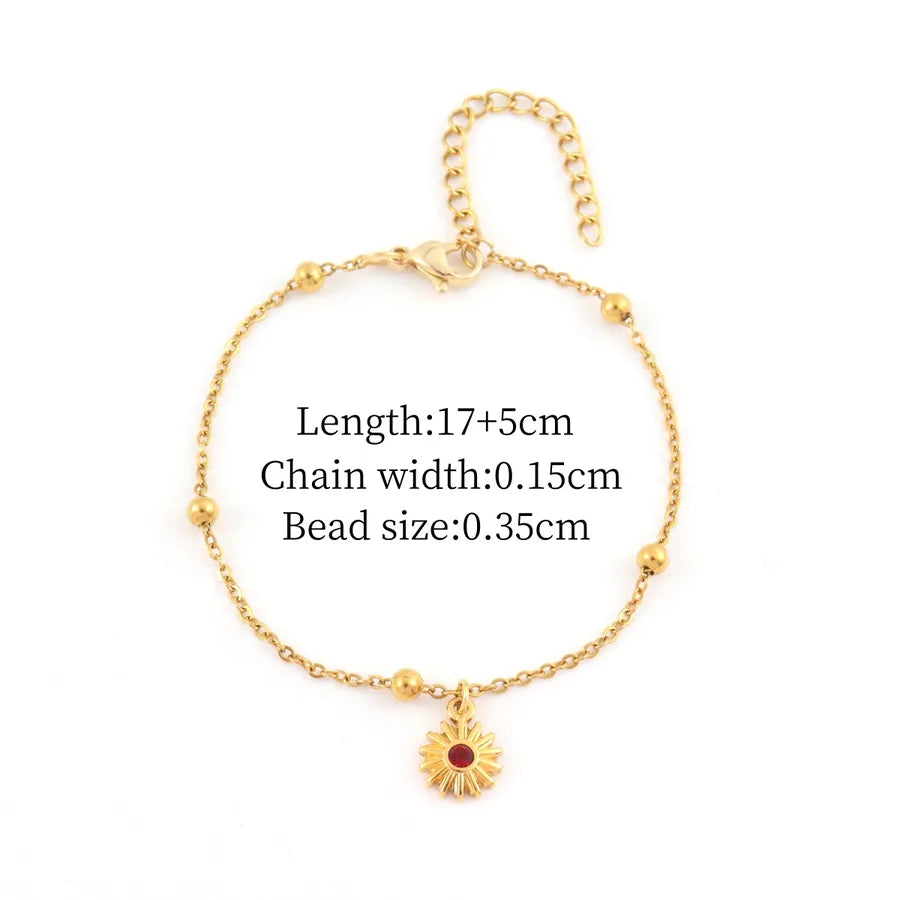 Gold Sun Pendant Stainless Steel Bracelet Gold Color12
