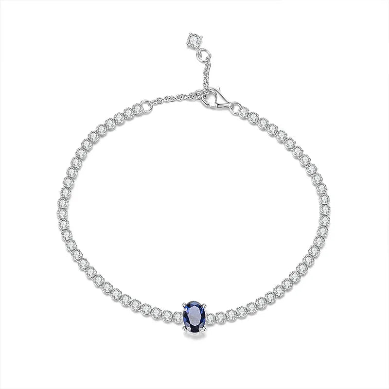 Sterling Silver Sapphire Zircon Tennis Bracelet