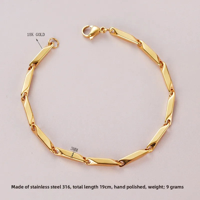 Titanium Steel Geometric Rod Bracelet Vacuum Plating Gold