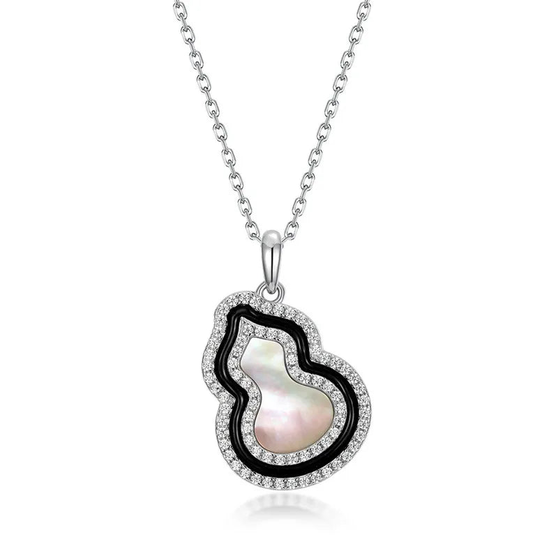 S925 Silver Gourd Pendant Necklace – White Shell Charm