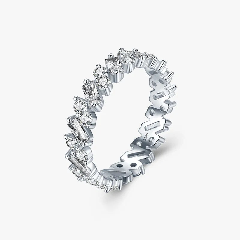 Sterling Silver Geometric Zircon Ring