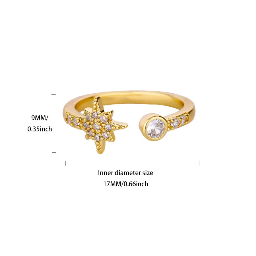 18K Gold Star & Moon Ring for Women JZ8409G