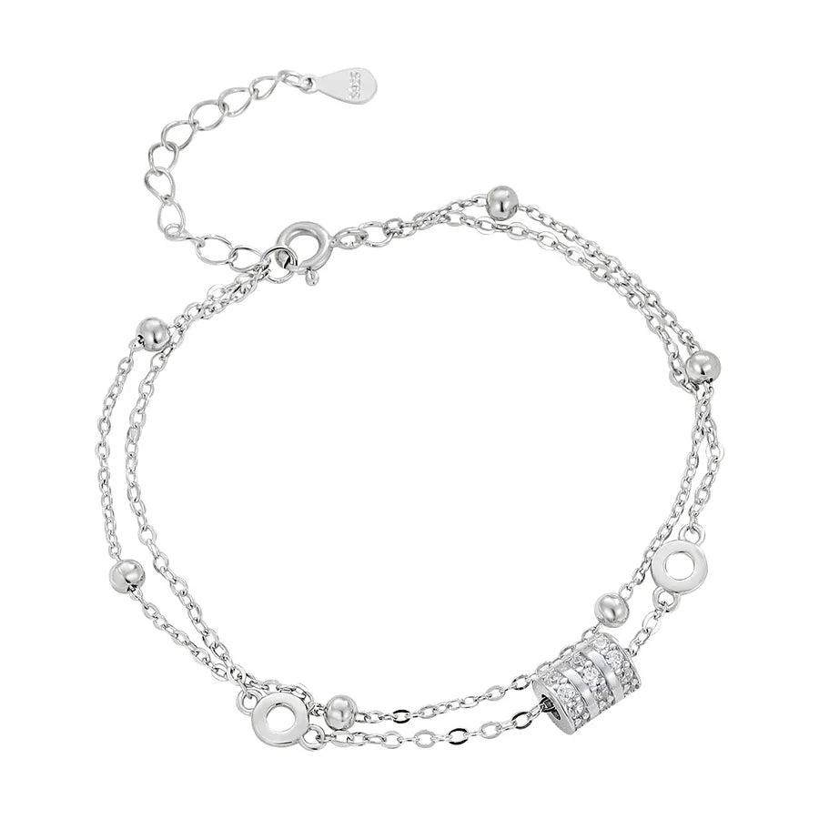 Sterling Silver Double Layer Beaded Bracelet