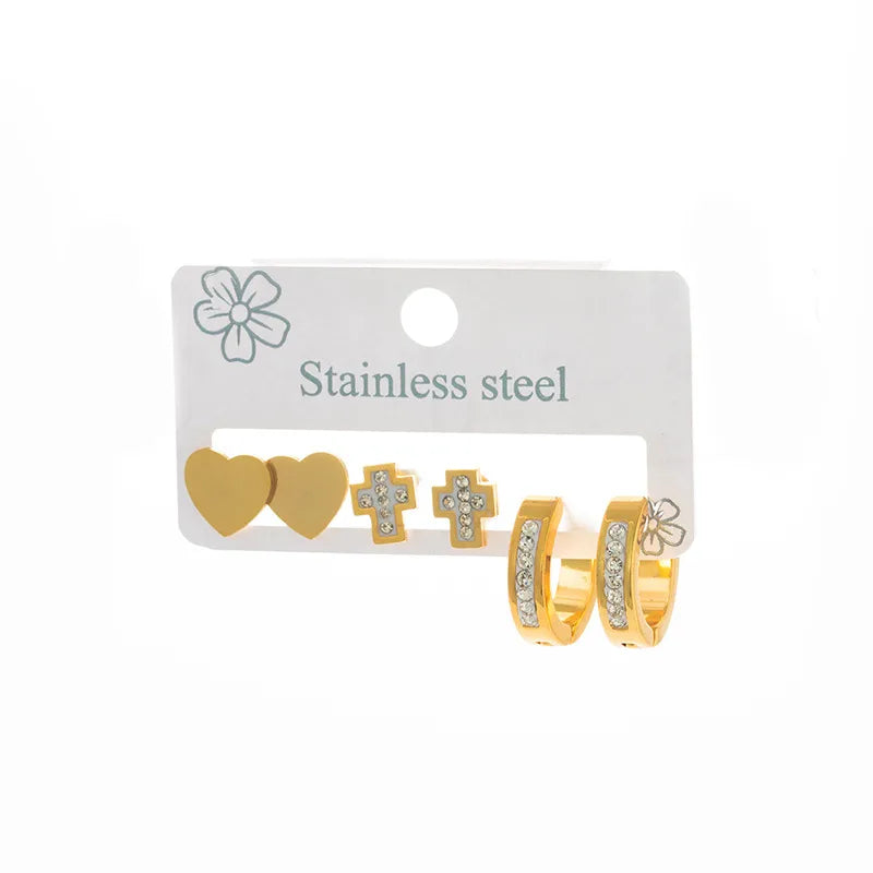 Elegant Cross Heart Hoop Earrings