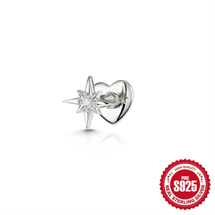 Geometric Zircon Cartilage Stud in 925 Silver Single Silver # 3