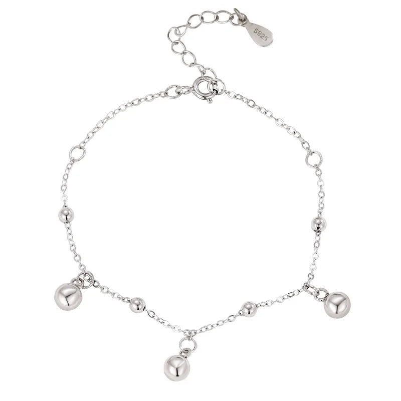 Sterling Silver Three Bead Geometric Bracelet