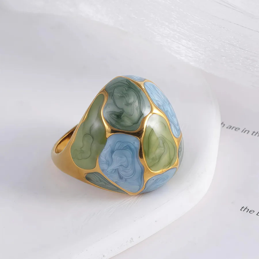 Geometric Enamel Ball Stainless Steel Ring G004479J-G