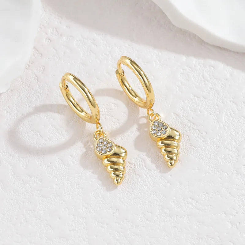 Gold Ocean Animal Earrings – Vintage Beach Style Conch