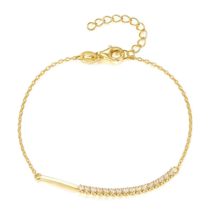 Sterling Silver Zircon Cable Chain Bracelet Gold