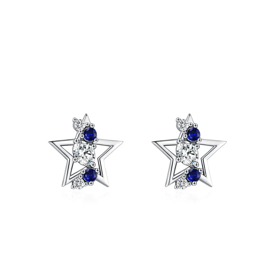 Sterling Silver Star Jewelry Set with Colorful Zircon Earrings ED3506 925 Silver