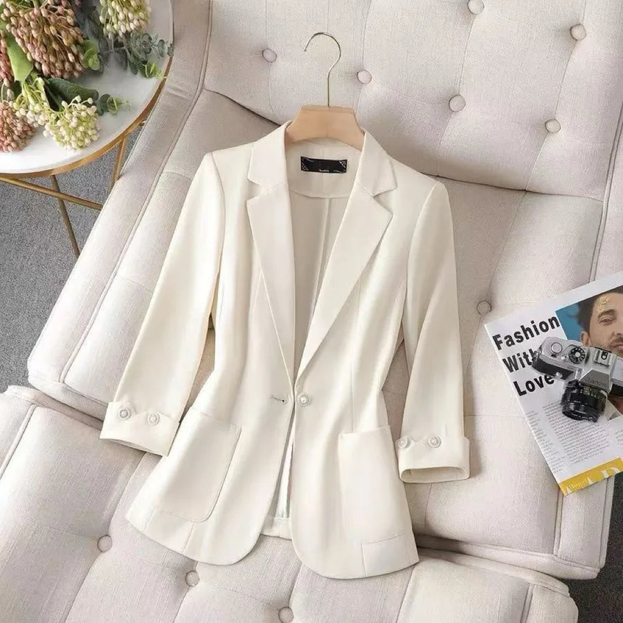 Women's Slim Fit Single Button Blazer White