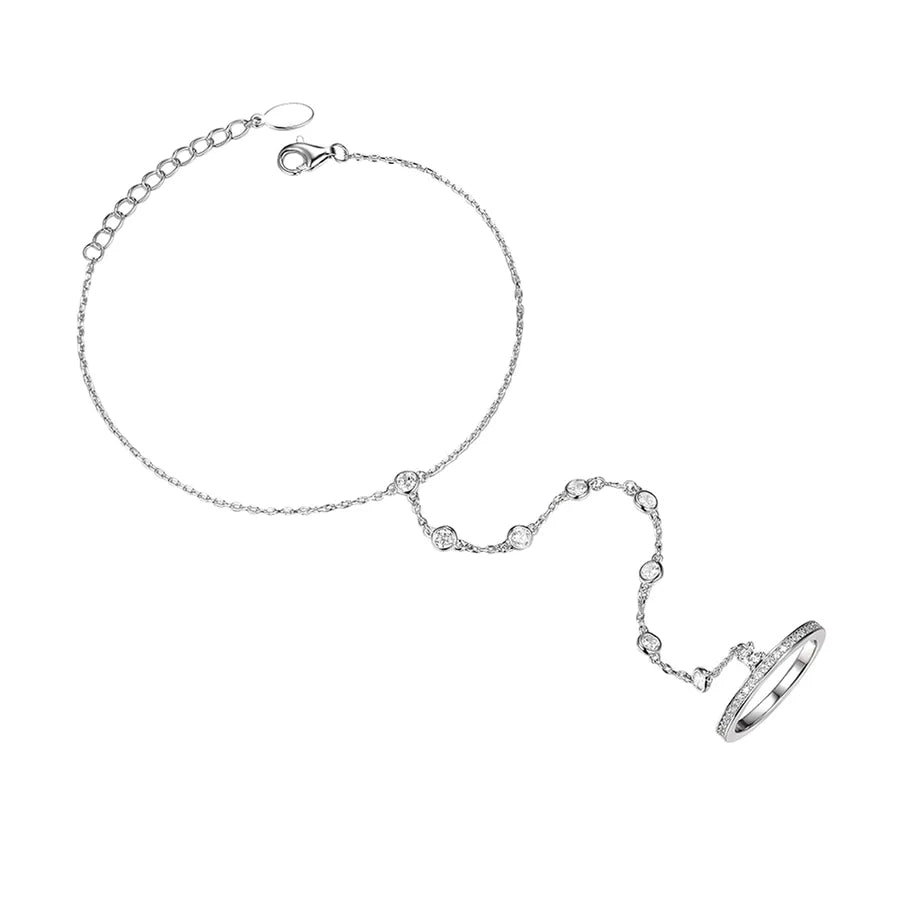 Geometric Sterling Silver Zircon Bracelet