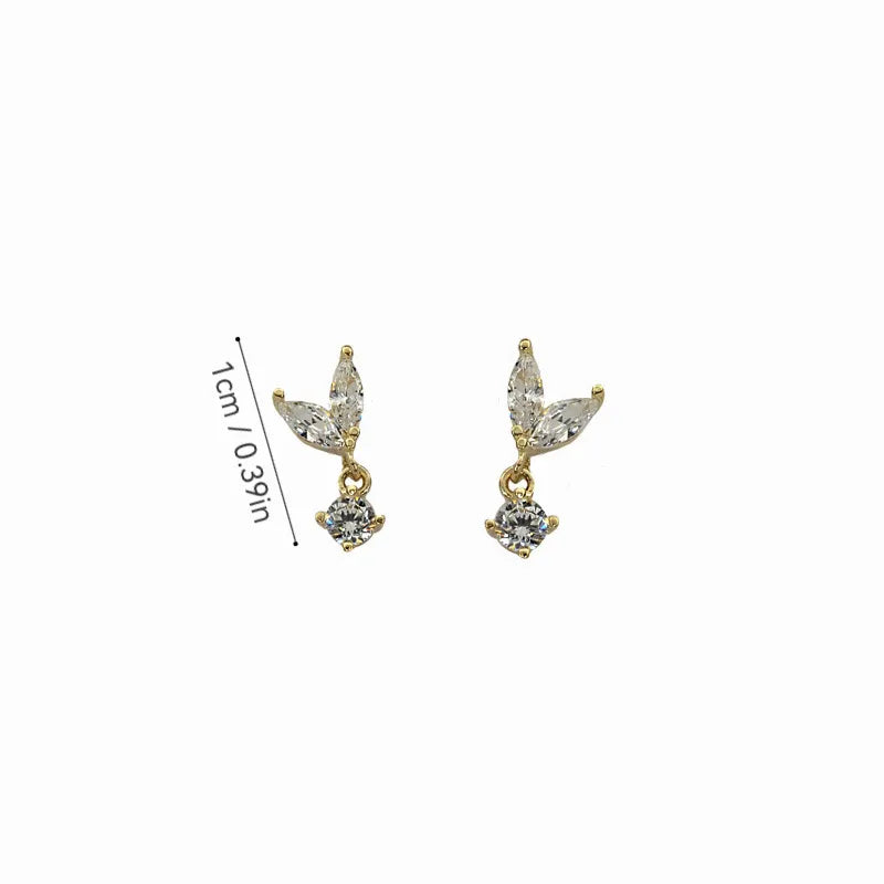 Geometric Sterling Silver Zircon Stud Earrings