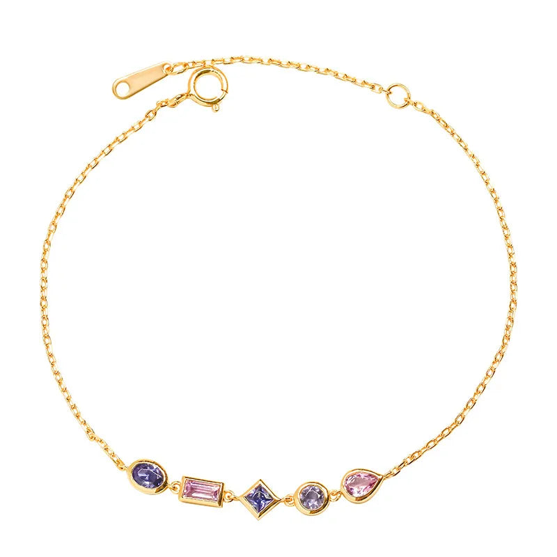 Vintage Gold-Plated Gemstone Bracelet for Women