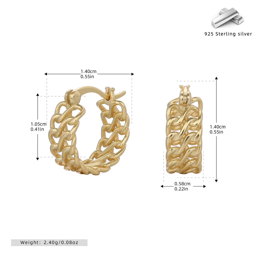 925 Sterling Silver Wave Hoop Earrings 925 Silver Plating Gold 925 Silver