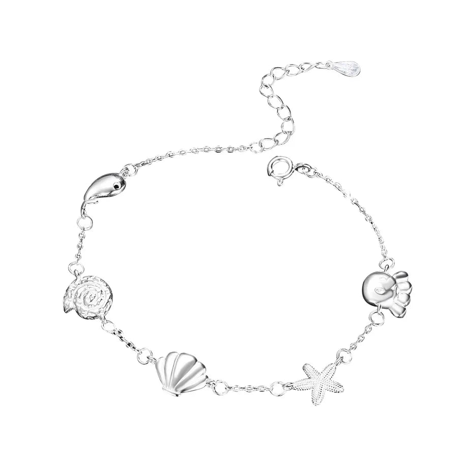 Sterling Silver Dolphin & Star Charm Bracelet