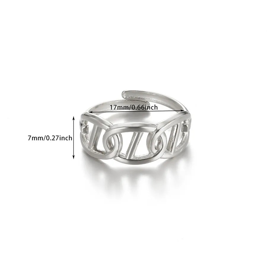 Gold Plated Geometric Leaf Stainless Steel Ring Average Size 7