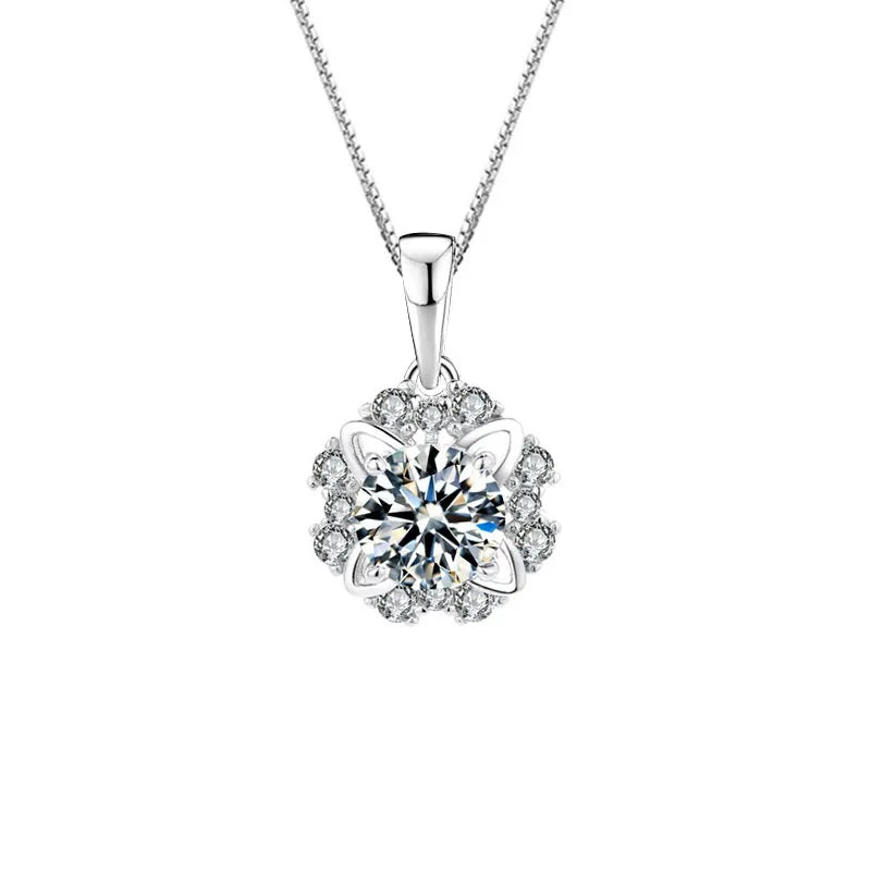 Sterling Silver Moissanite Snowflake Necklace