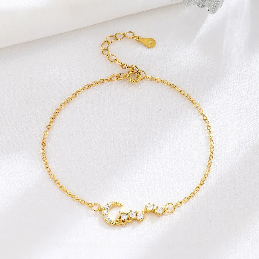 Platinum Plated Sterling Silver Star Bracelet Gold 925 Silver