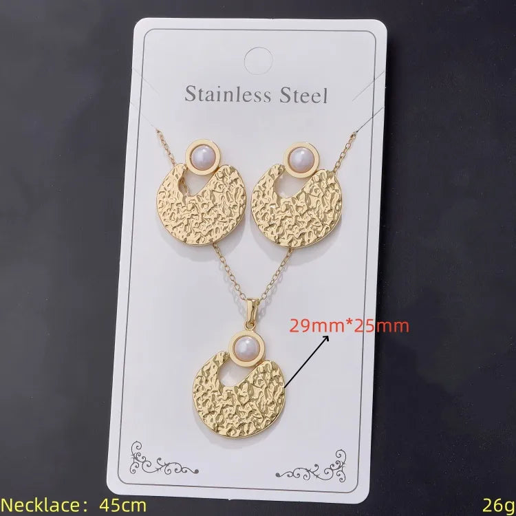Gold Flower Gemstone Jewelry Set for Women 29mm*25mm Gold 1 Piece