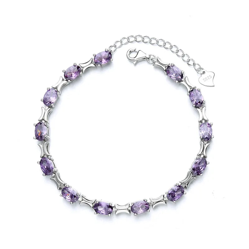 S925 Silver Purple Quartz Friendship Bracelet