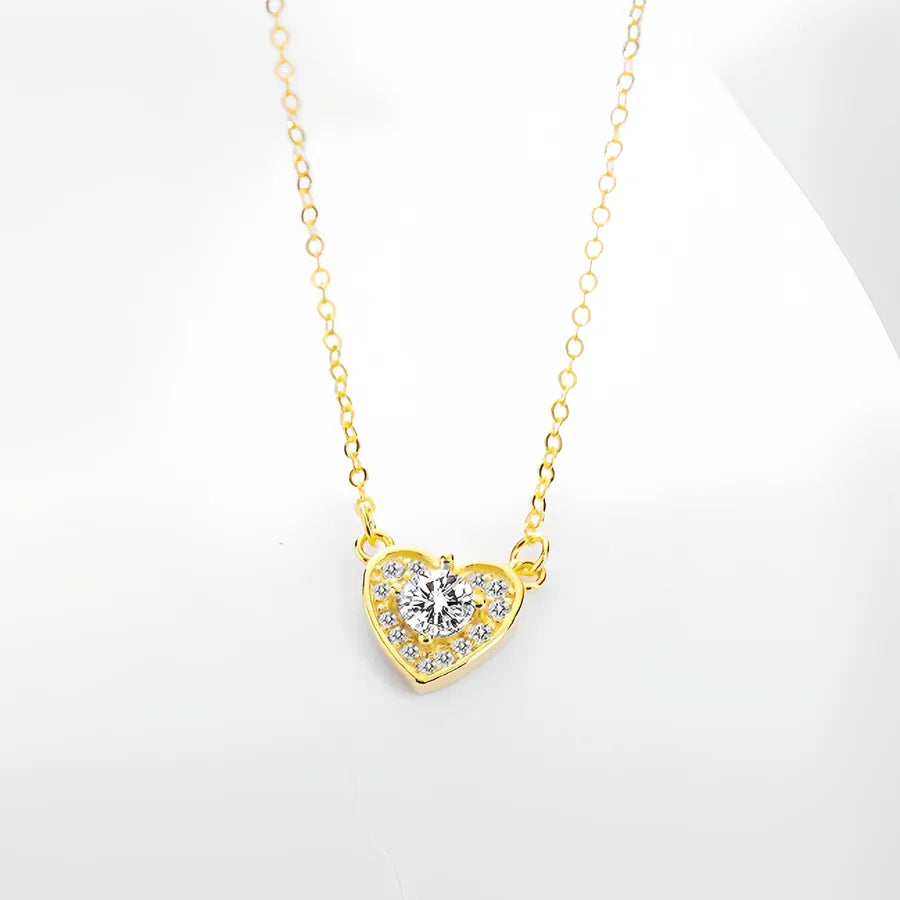 S925 Sterling Silver Heart Pendant Necklace 18K Gold 925 Silver