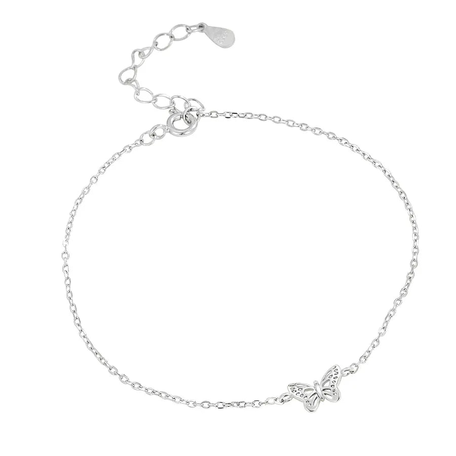 Sterling Silver Butterfly Anklet for Women