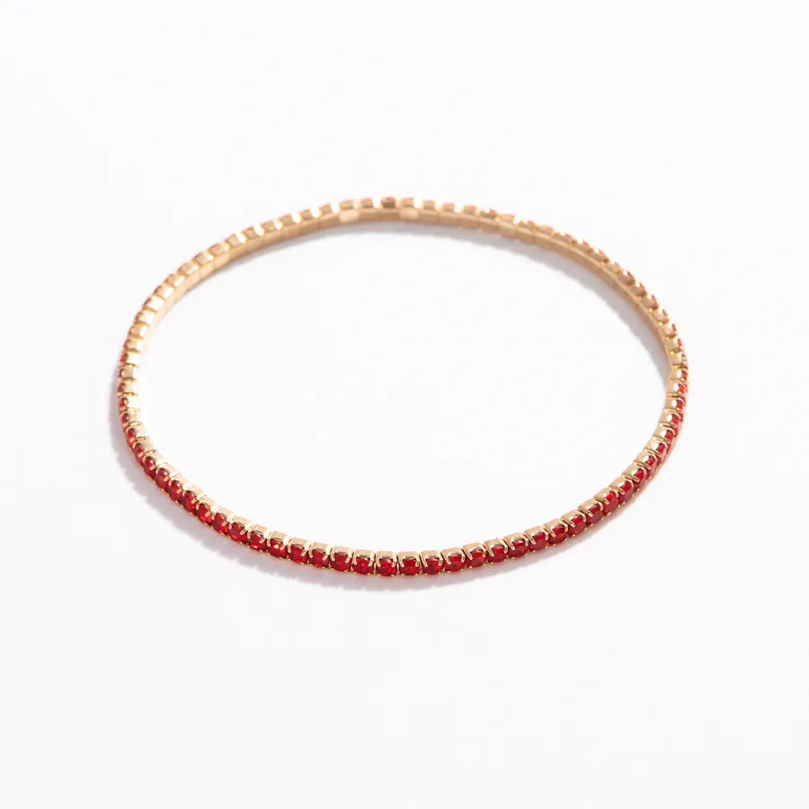 Elegant Gold-Plated Round Tennis Bracelet Red