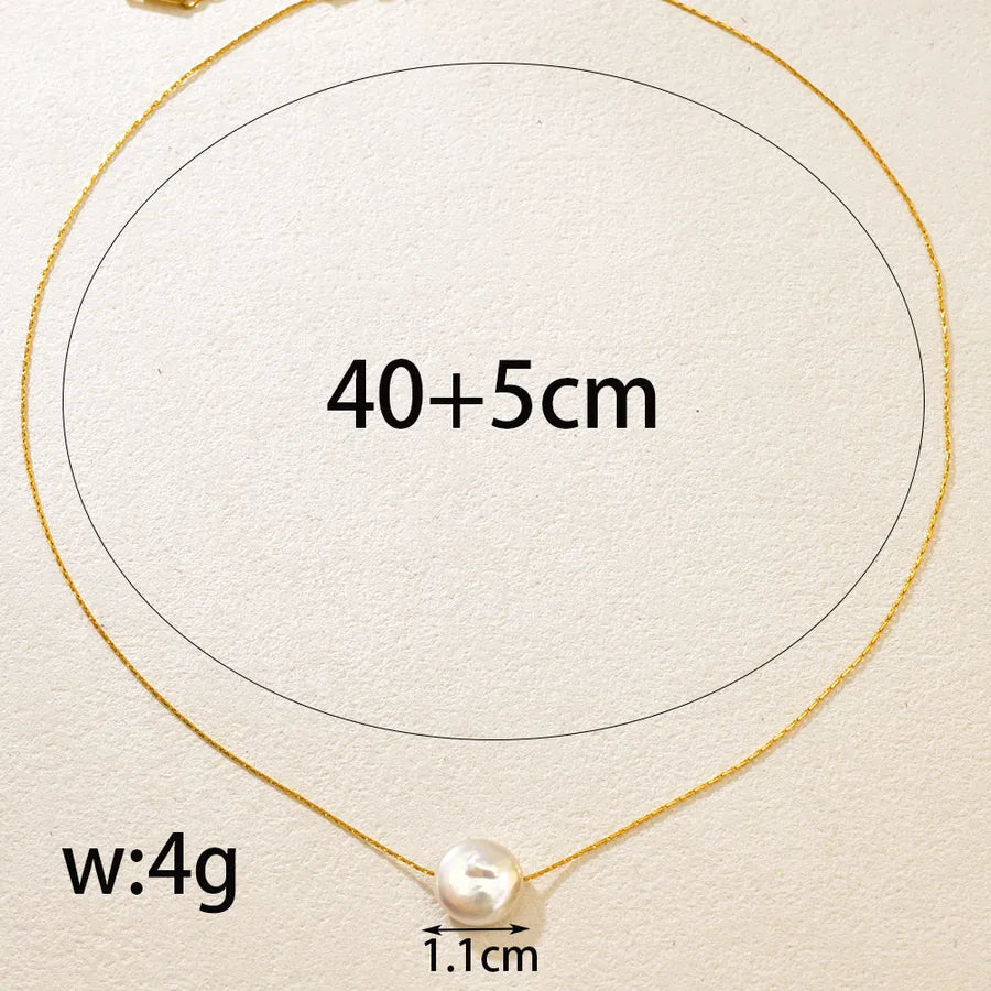 18K Gold Plated Pearl Stainless Steel Necklace