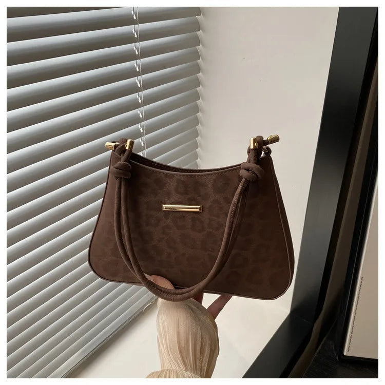 Minimalist Square Underarm Handbag Coffee Color
