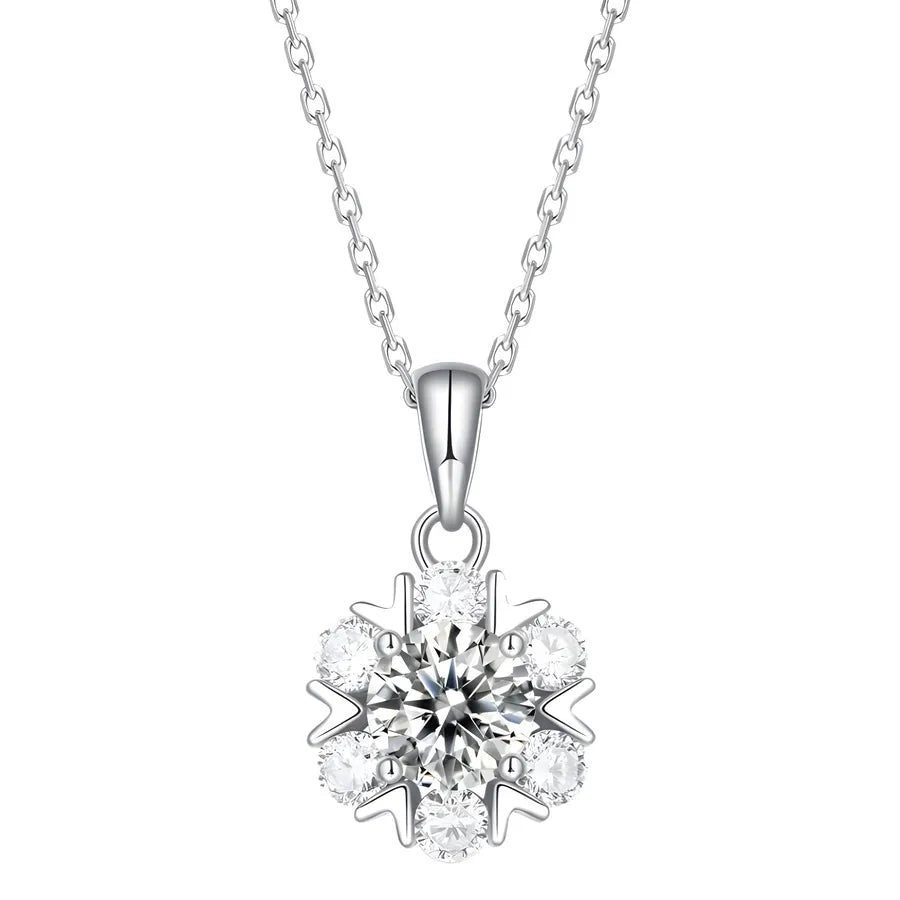Snowflake Pendant Necklace in S925 Sterling Silver