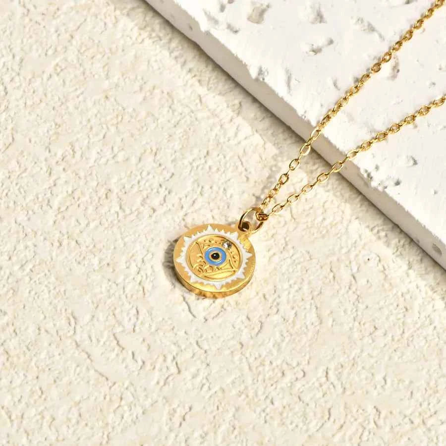 18K Gold Evil Eye Pendant Necklace