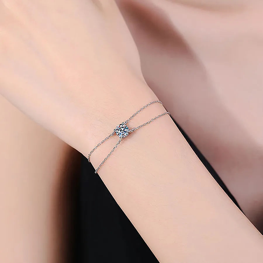 Elegant Moissanite Sterling Silver Bracelet
