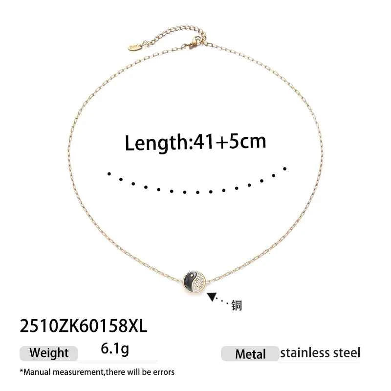 18K Gold Plated Smiley Face Tai Chi Necklace