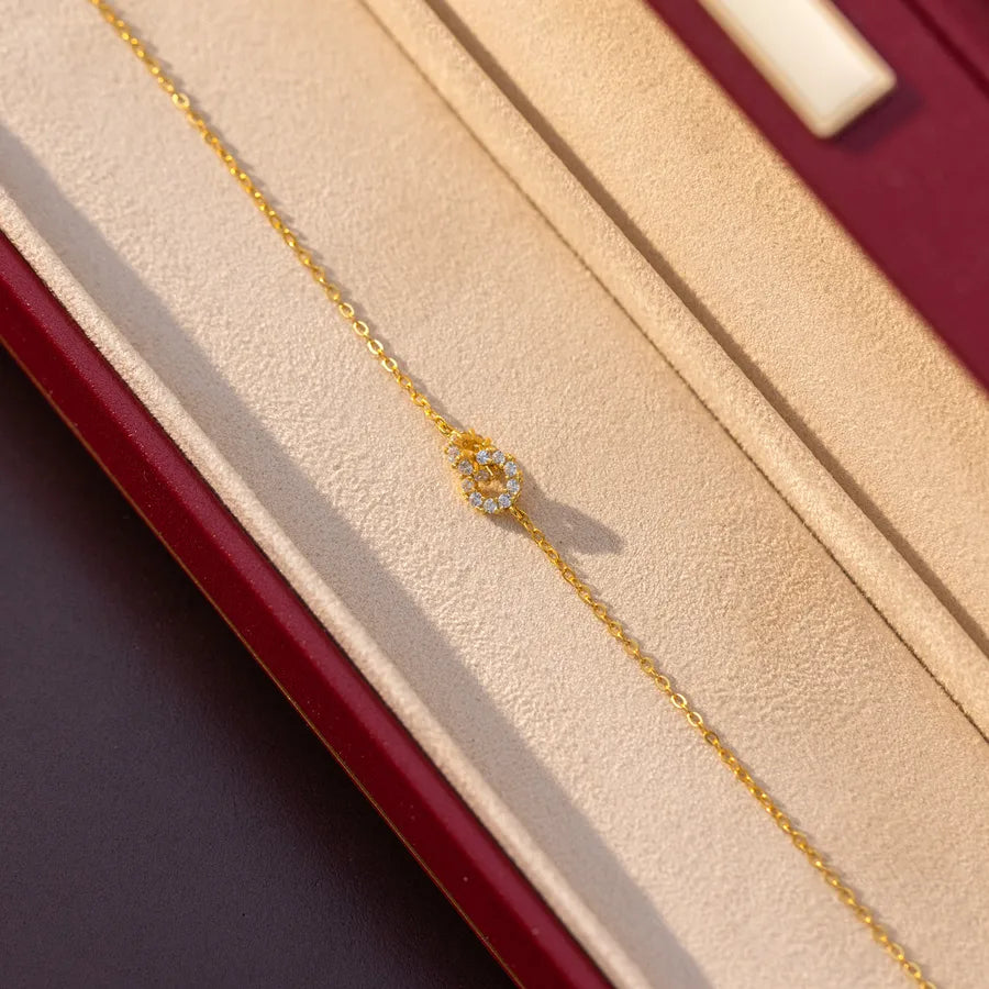 Sterling Silver Double Ring Bracelet Yellow Gold 925 Silver