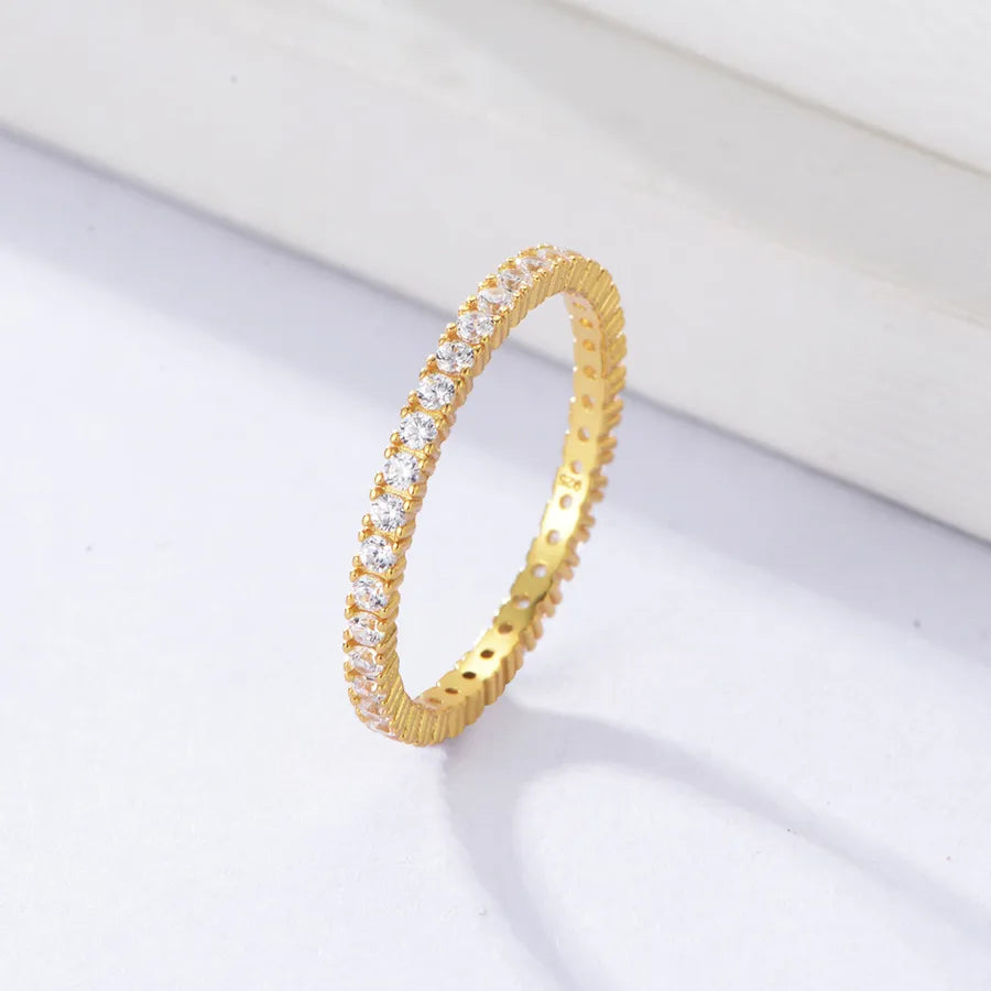 Sterling Silver Geometric Zircon Ring Yellow