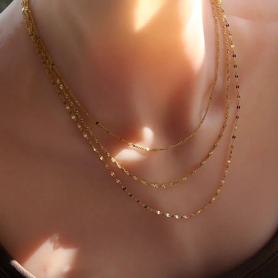 18K Gold Triple Layer Stainless Steel Necklace