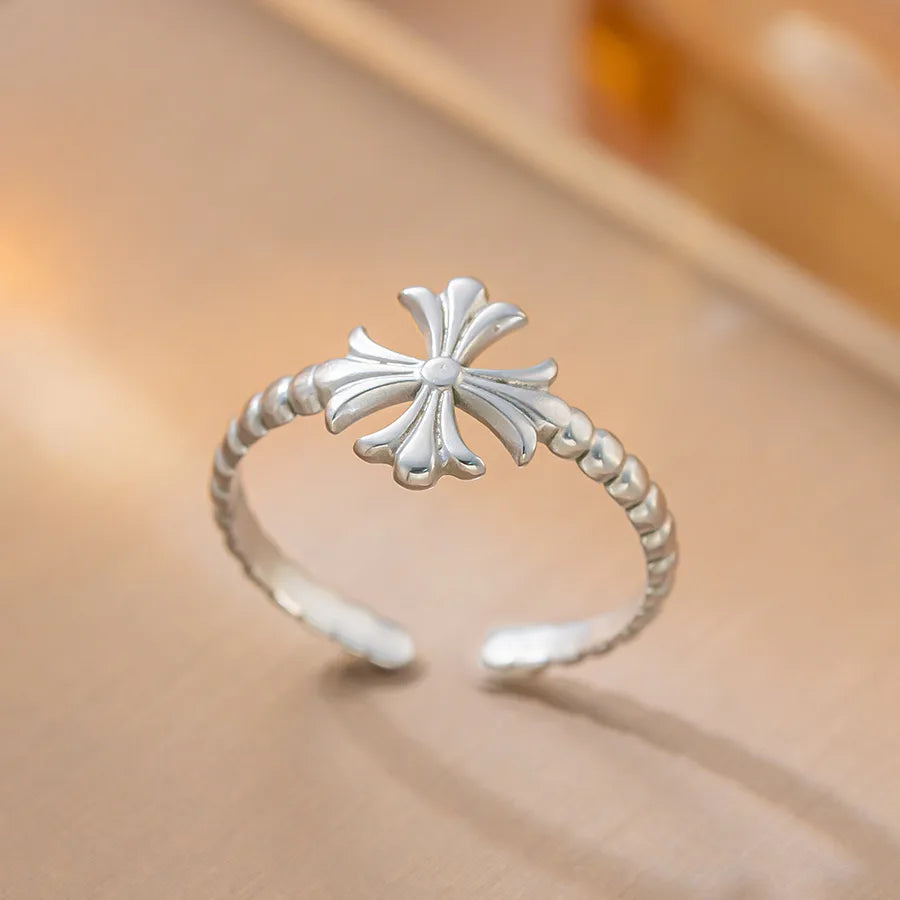 Geometric Titanium Steel Couple Ring K74 Steel Color Ring Open