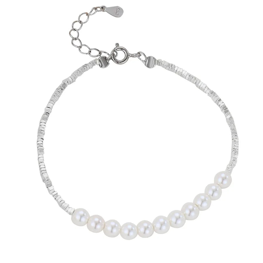Sterling Silver Pearl Geometric Bracelet